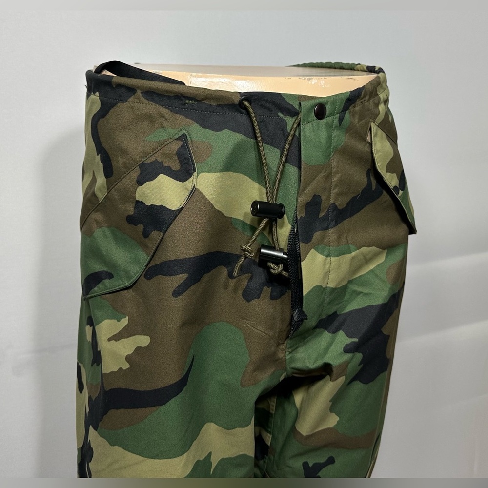 VTG Military Issue Over Pants M Woodland Camo Gore-Tex Wet Weather Trousers 90s